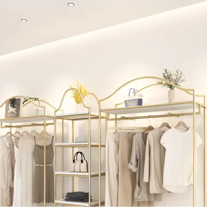 Modern Gold Metal Freestanding Hall Tree with Storage Image - 6
