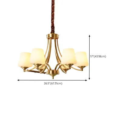 Vintage Brass Chandelier with Lampshades for Living Room Image - 16