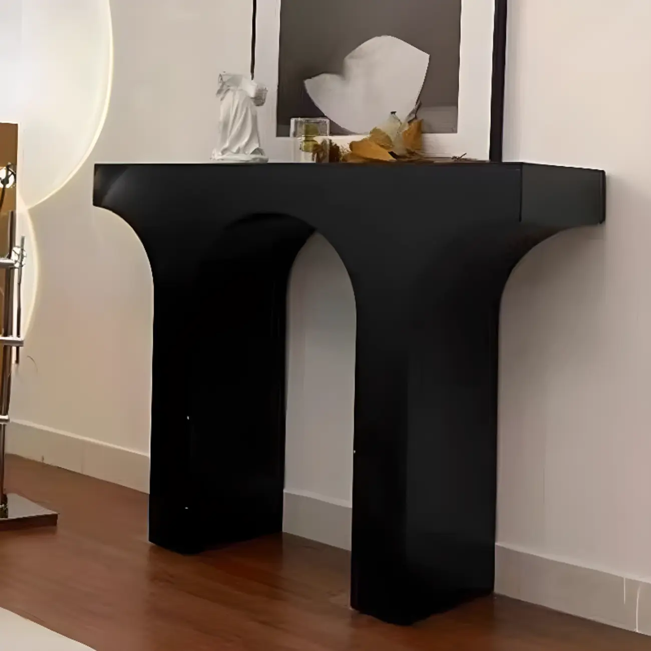 Scandinavian Black Wooden Console Table with Sled Base Image - 2 | homeyfad