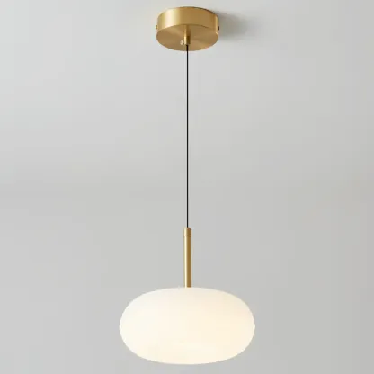 Cream Acrylic Pebble Shape  LED Pendant Light for Living Room Image - 9