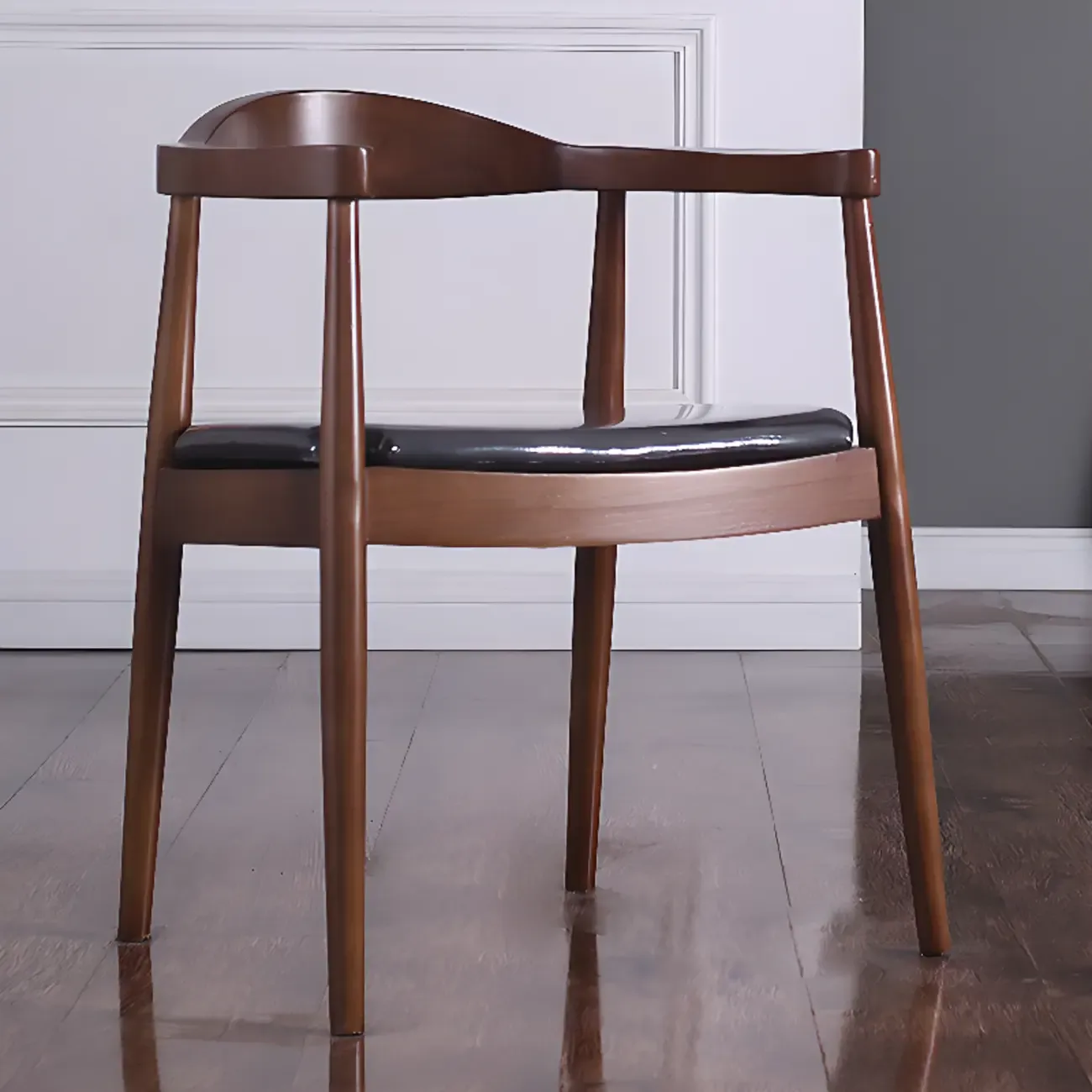 Brown Upholstered Dining Chair with Armrests Image - 7