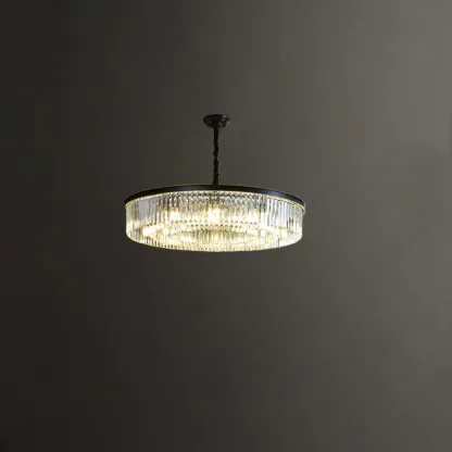 Modern Industrial Black Crystal Chandeliers for Living Room Image - 2