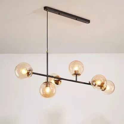 6 Light Glass Globe Island Pendant Light with Adjustable Length Image - 9