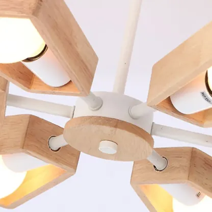 Modern Wood LED Chandelier for Living Room Decor Image - 3