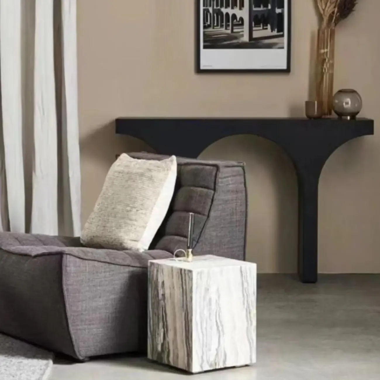 Scandinavian Black Wooden Console Table with Sled Base Image - 4