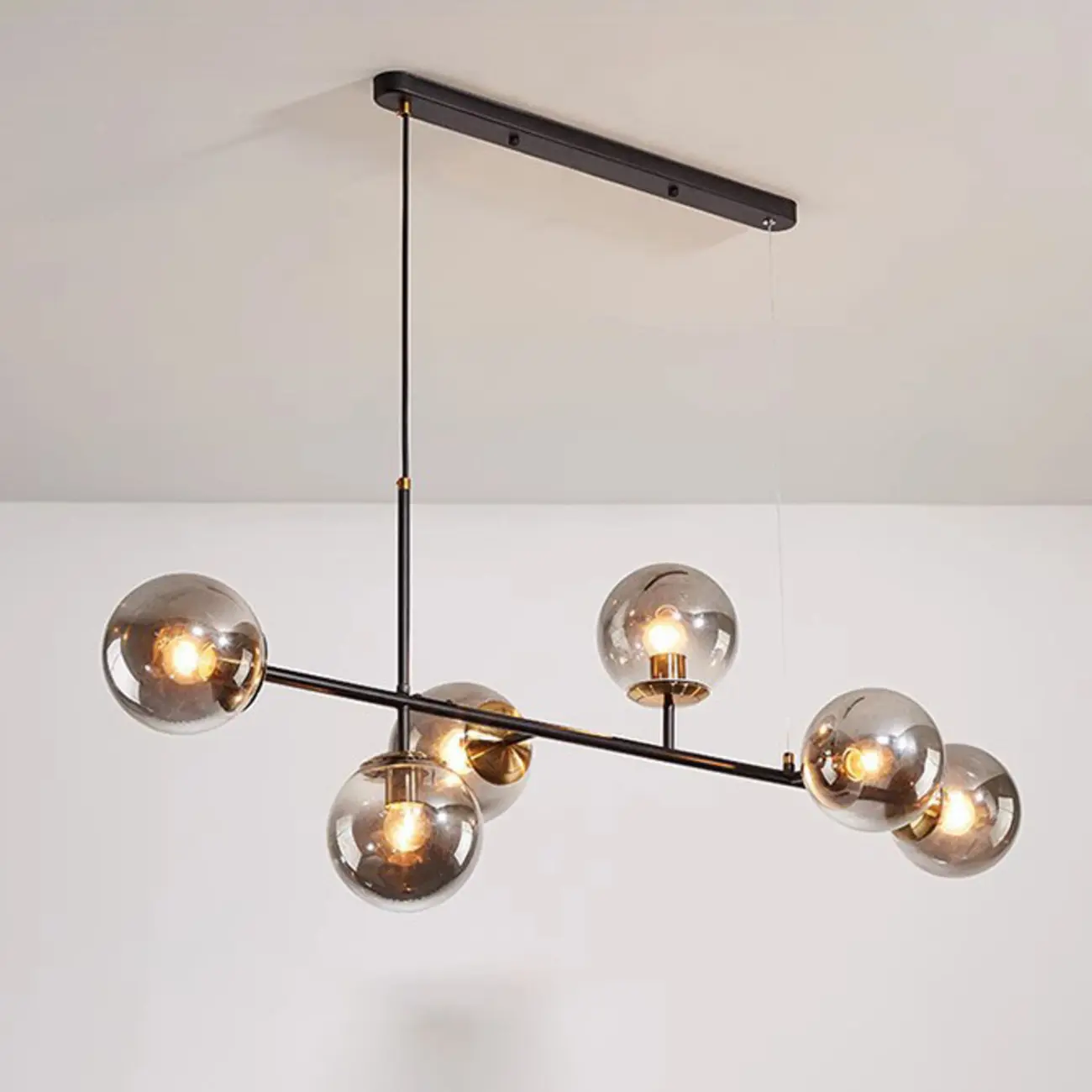 6 Light Glass Globe Island Pendant Light with Adjustable Length Image - 11 | homeyfad