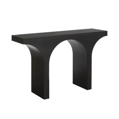 Scandinavian Black Wooden Console Table with Sled Base Image - 5