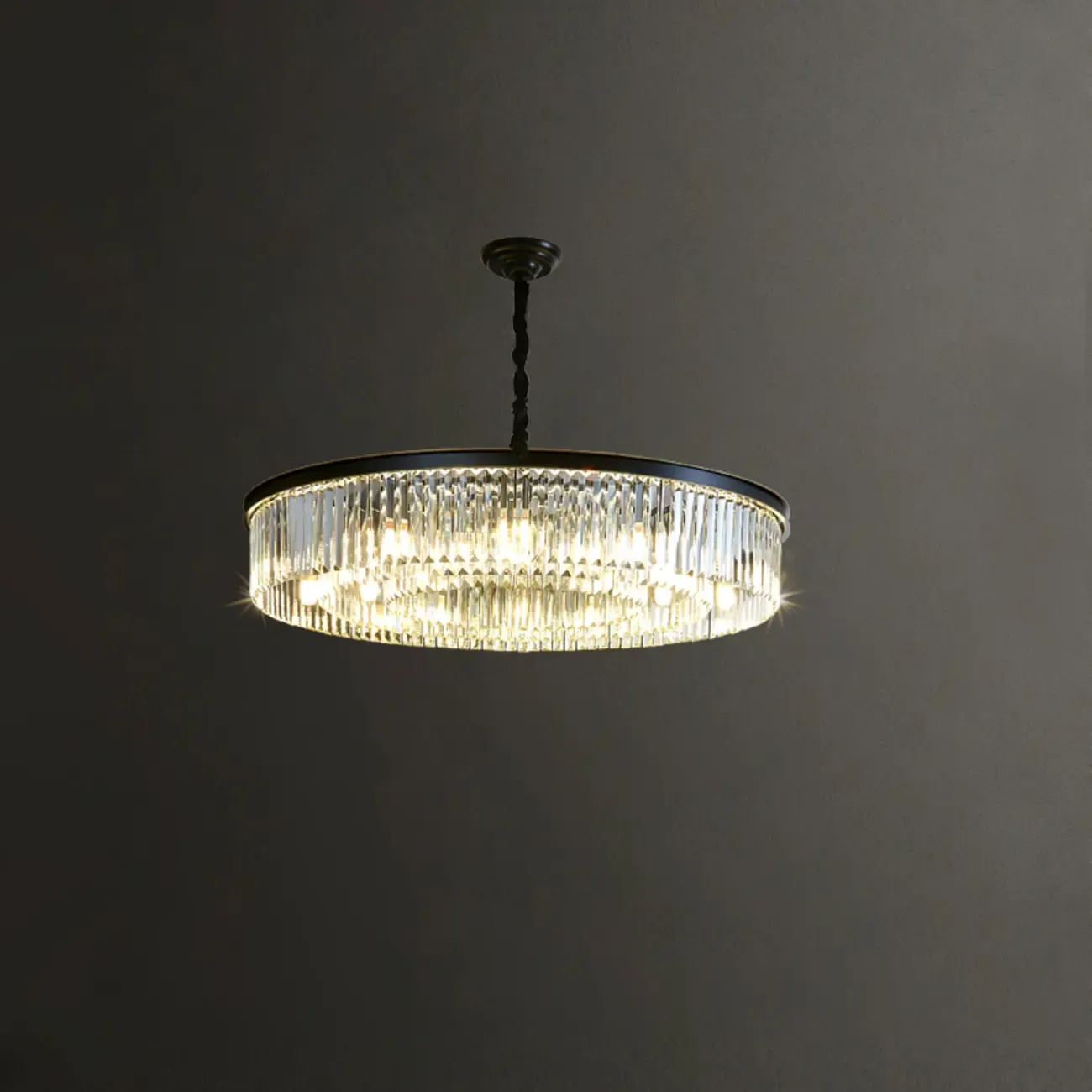 Modern Industrial Black Crystal Chandeliers for Living Room Image - 5
