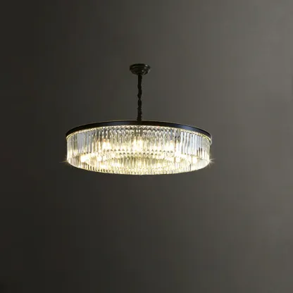 Modern Industrial Black Crystal Chandeliers for Living Room Image - 5