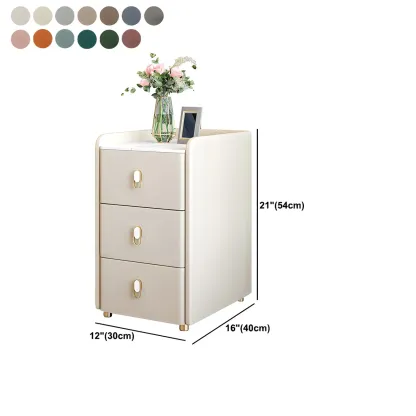 Modern Green Wood Nightstand with 3 Drawers Stone Countertop #size