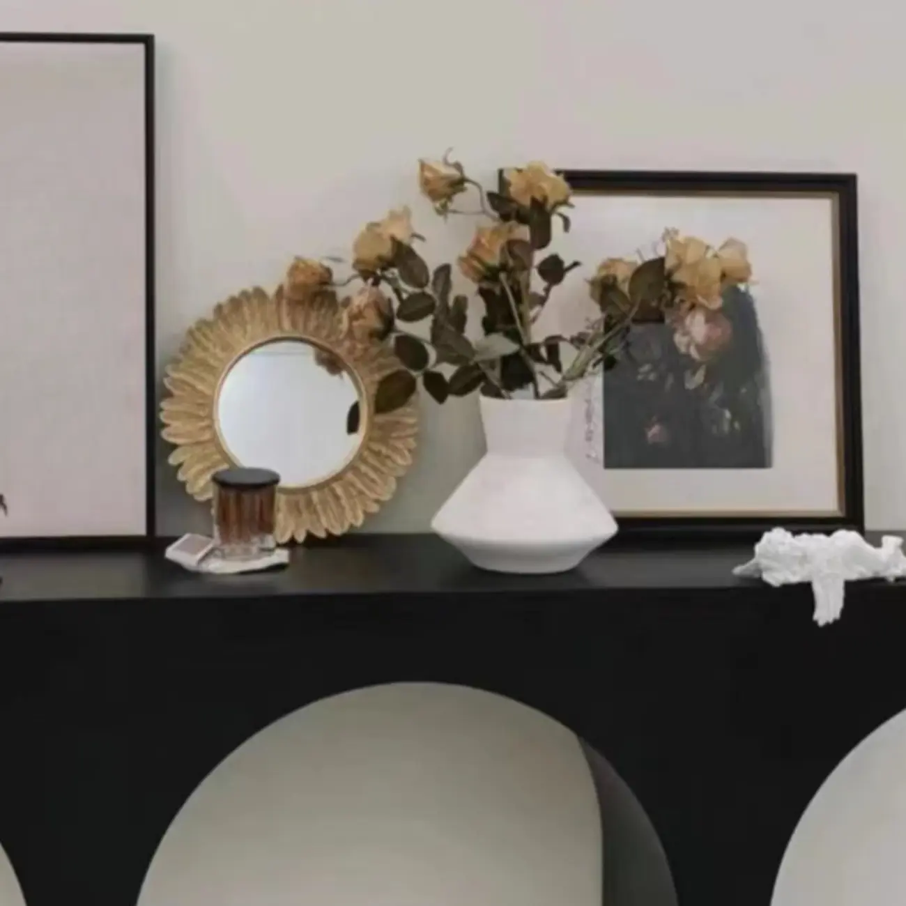 Scandinavian Black Wooden Console Table with Sled Base Image - 6 | homeyfad