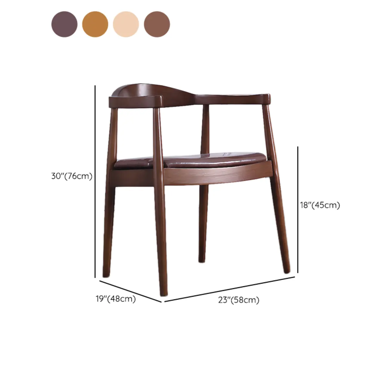 Brown Upholstered Dining Chair with Armrests #size