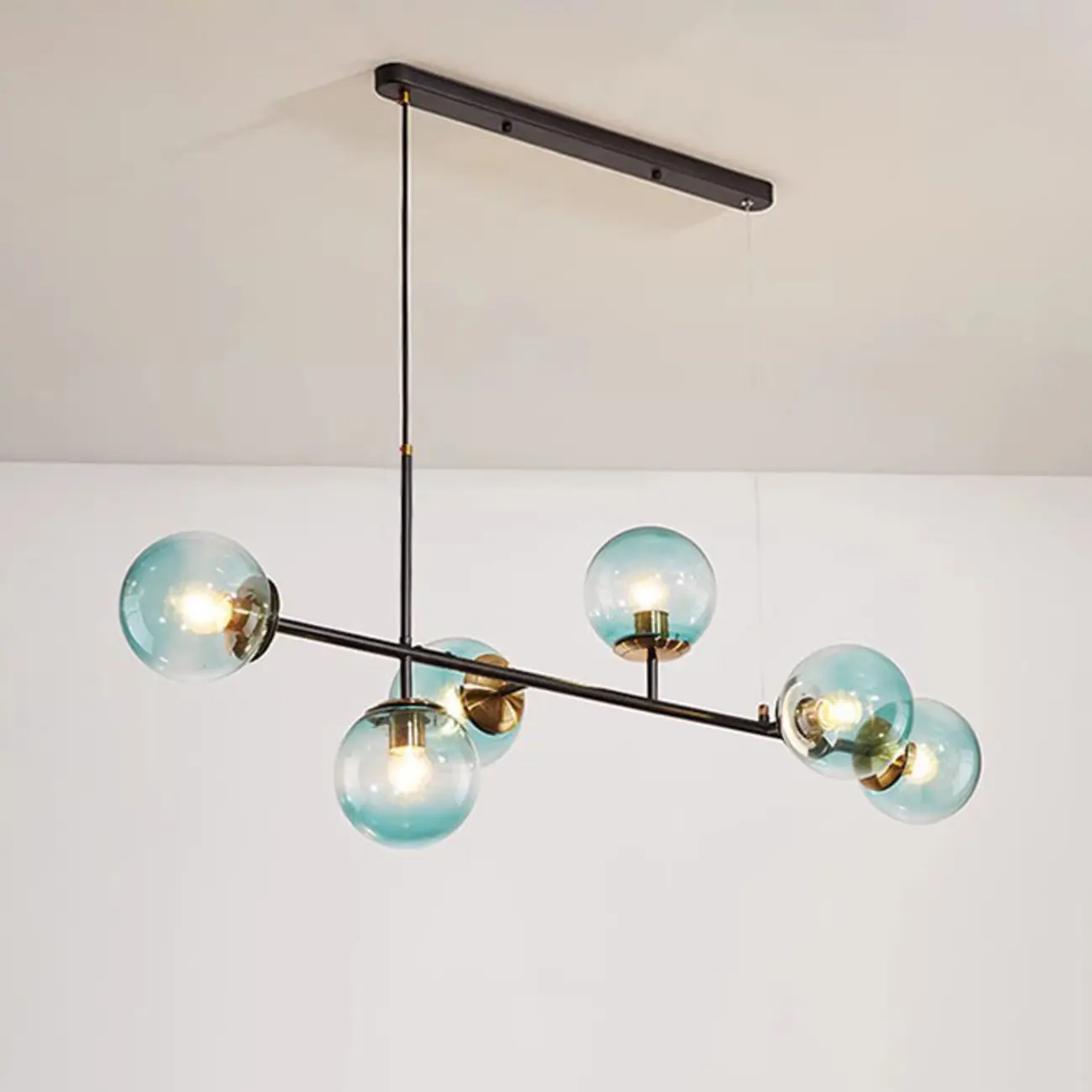 6 Light Glass Globe Island Pendant Light with Adjustable Length Image - 13 | homeyfad