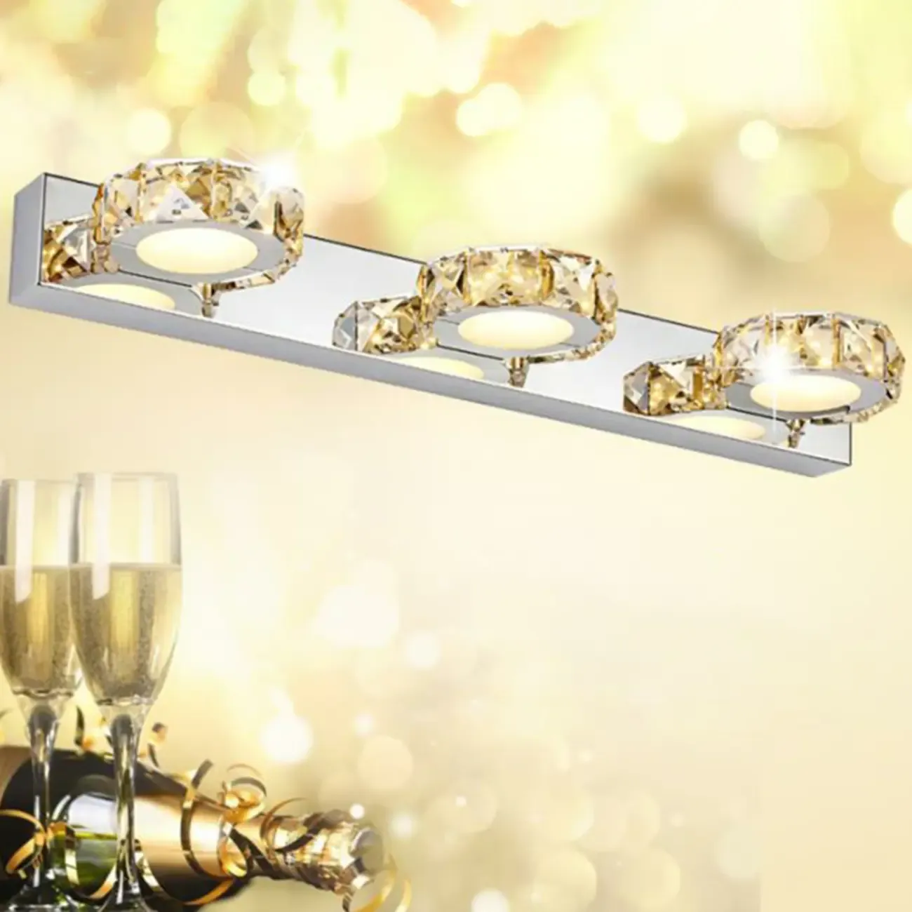 Modern Wall Vanity Mirror Lights with Geometrical Crystal Image - 1