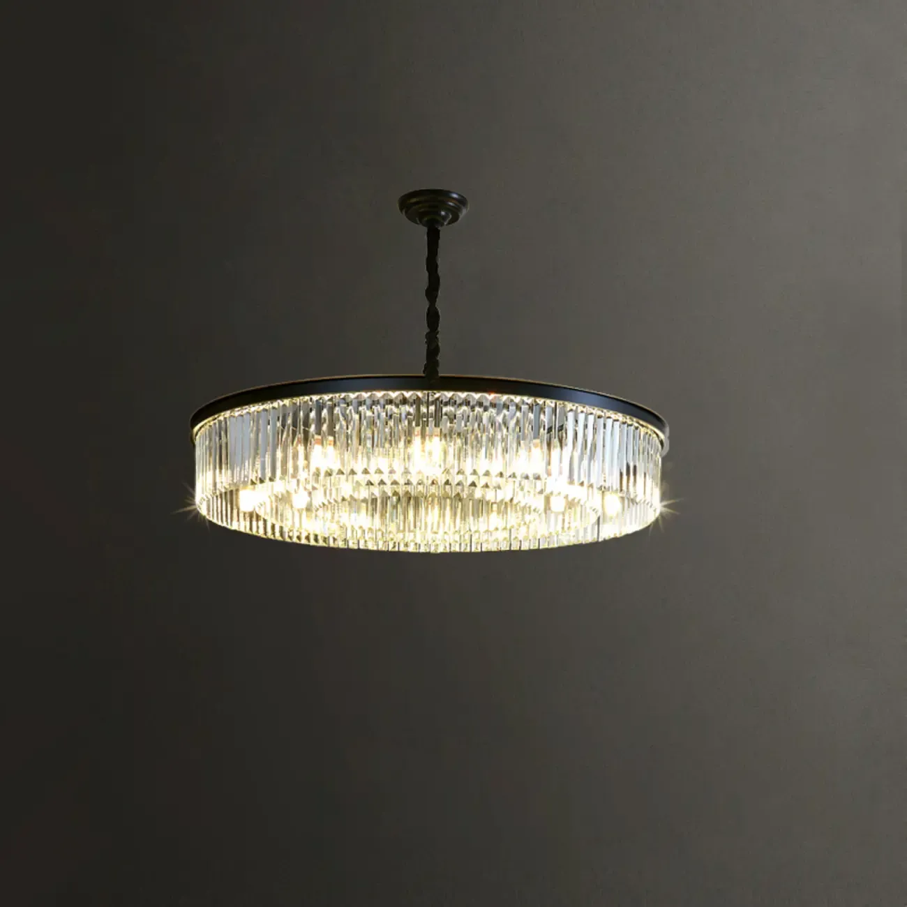 Modern Industrial Black Crystal Chandeliers for Living Room Image - 7