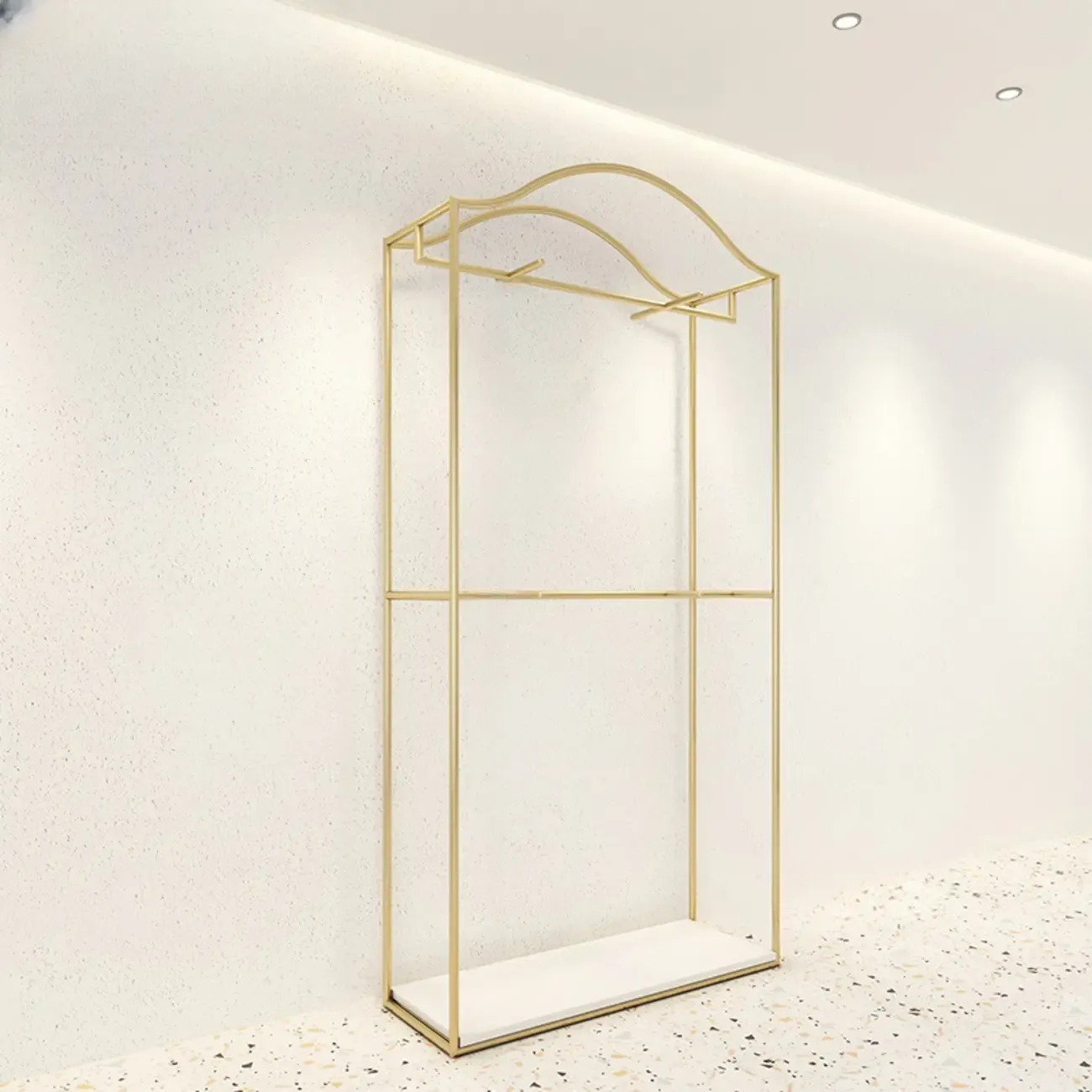 Modern Gold Metal Freestanding Hall Tree with Storage Image - 12