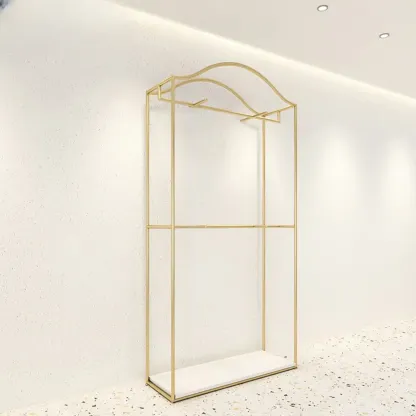 Modern Gold Metal Freestanding Hall Tree with Storage Image - 12