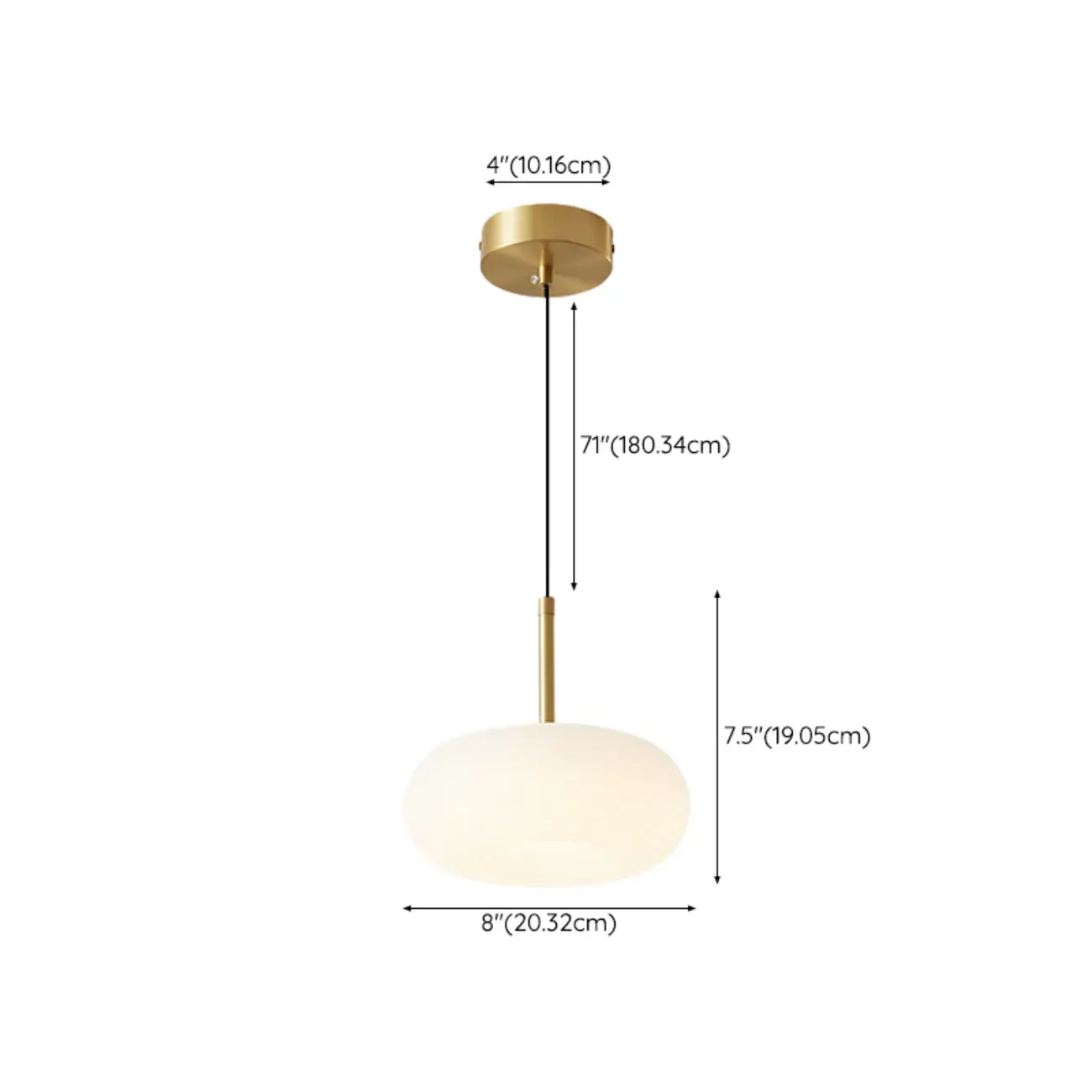 Cream Acrylic Pebble Shape LED Pendant Light for Living Room #size