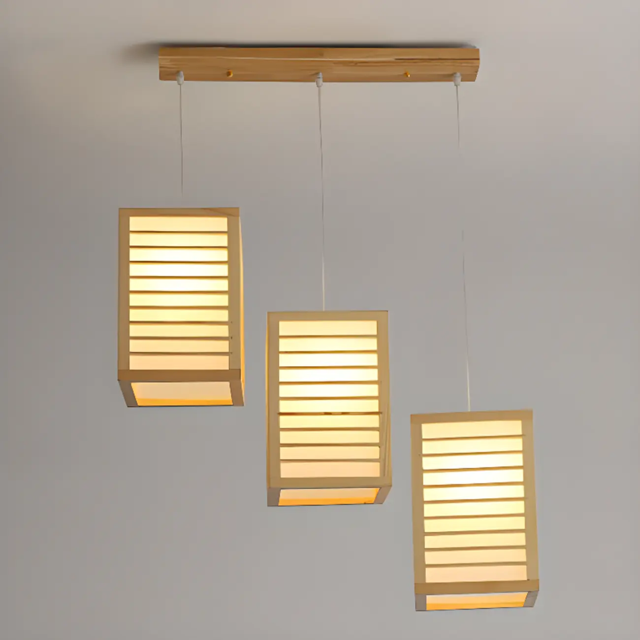 3 Light Island Pendant Light in Natural Wood with Rectangular Shape Image - 3 | homeyfad