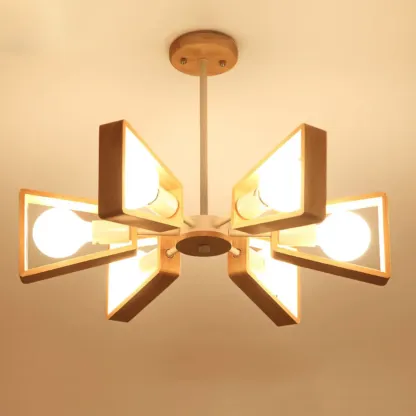 Modern Wood LED Chandelier for Living Room Decor Image - 7