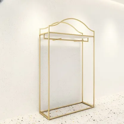 Modern Gold Metal Freestanding Hall Tree with Storage Image - 13