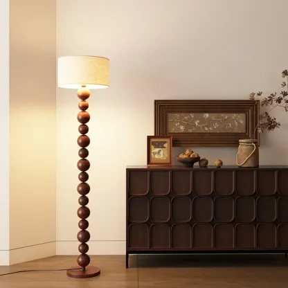 Decorative Modern Stacked Ball Floor Lamp with Fabric Shade Image - 4