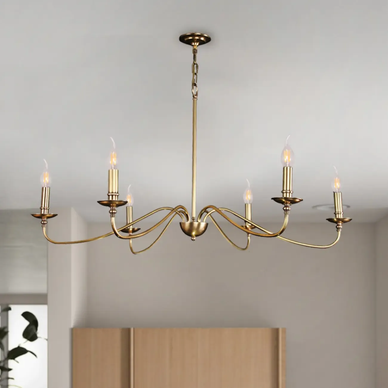 Vintage metal Candelabra Chandelier with adaptive height  Image - 3