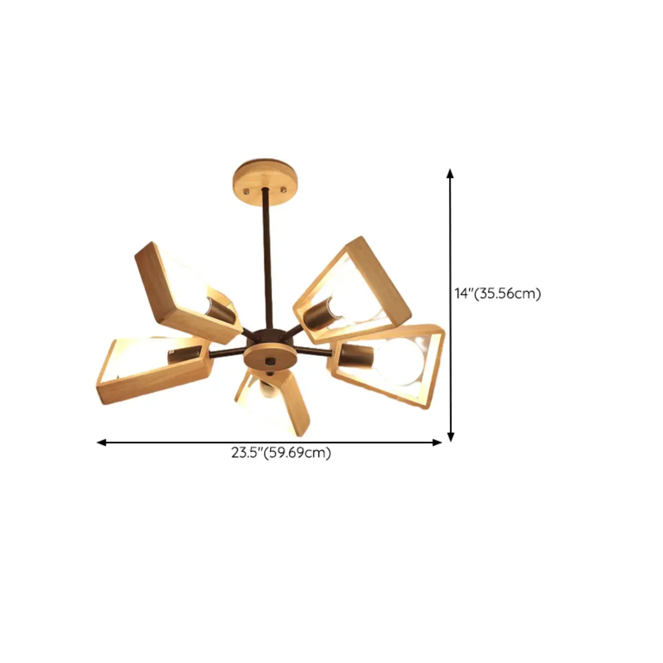 Modern Wood LED Chandelier for Living Room Decor #size