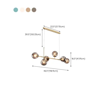 6 Light Glass Globe Island Pendant Light with Adjustable Length Image - 18