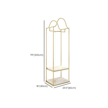 Modern Gold Metal Freestanding Hall Tree with Storage Image - 15