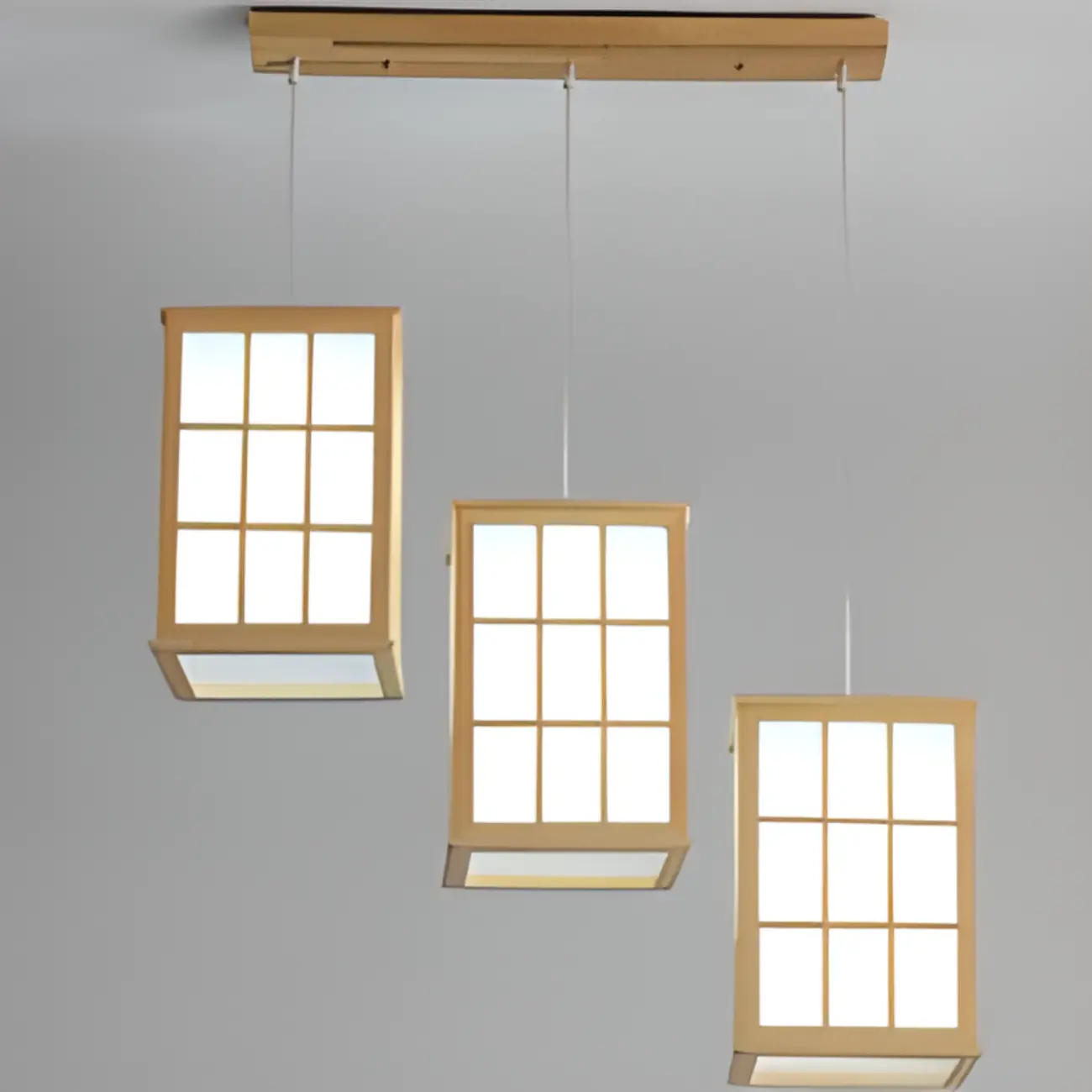 3 Light Island Pendant Light in Natural Wood with Rectangular Shape Image - 6 | homeyfad