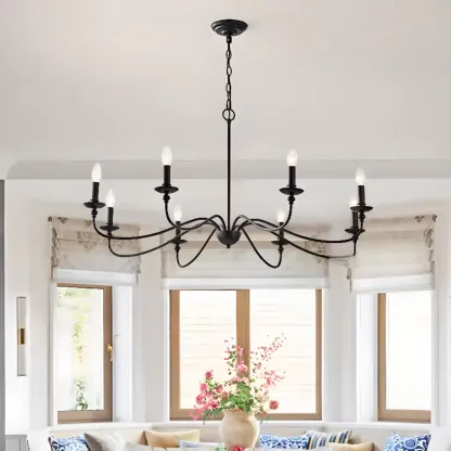Vintage metal Candelabra Chandelier with adaptive height  Image - 2
