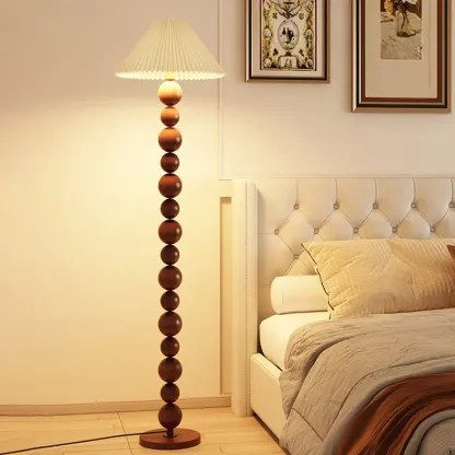 Decorative Modern Stacked Ball Floor Lamp with Fabric Shade Image - 8