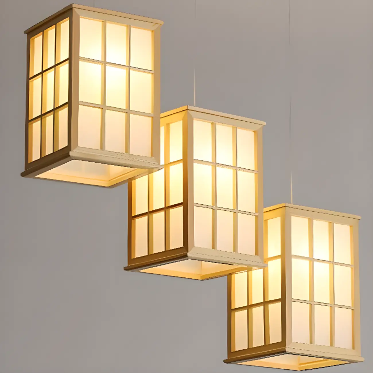 3 Light Island Pendant Light in Natural Wood with Rectangular Shape Image - 8 | homeyfad