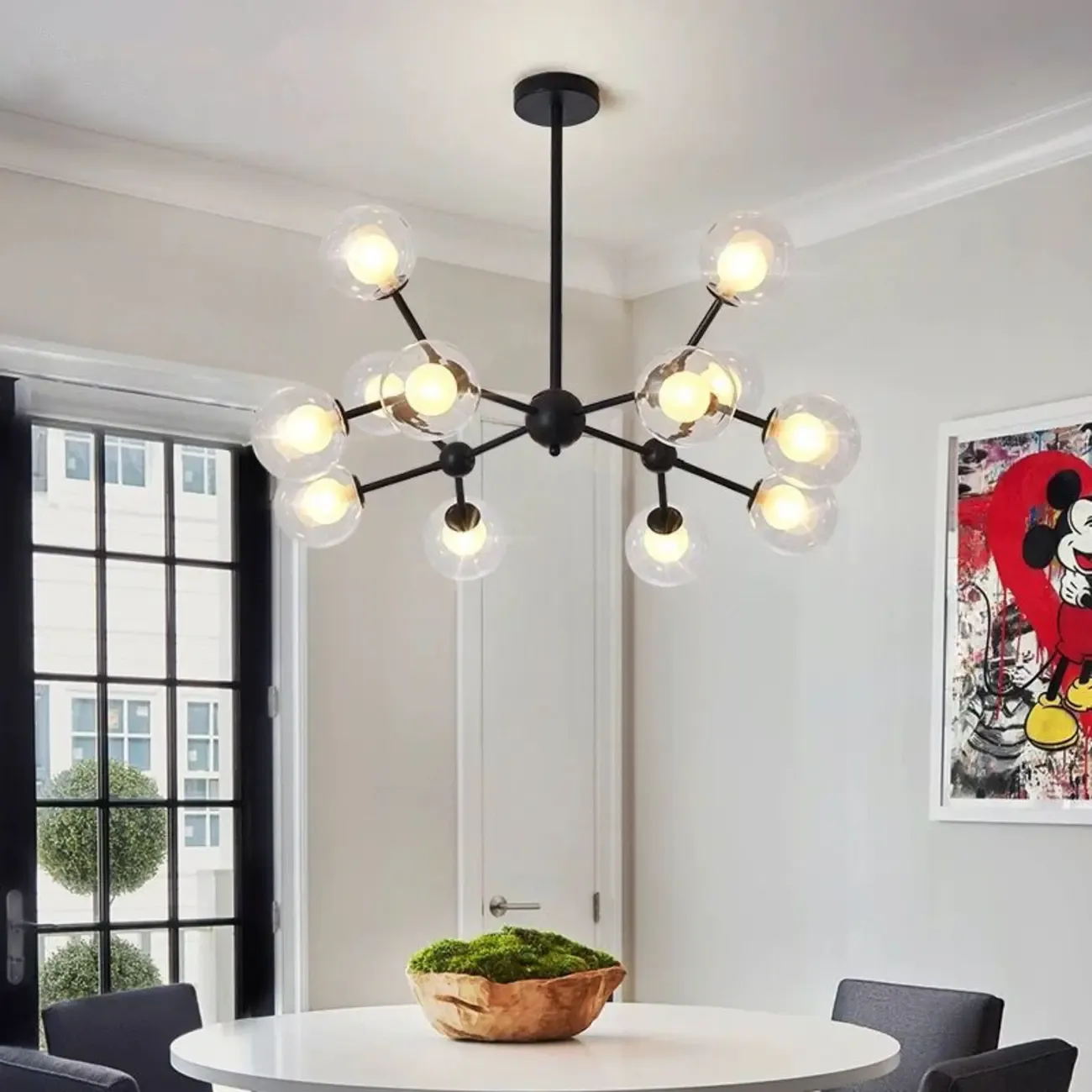 Modern Glass Globes LED Chandelier with Sputnik Design Image - 1