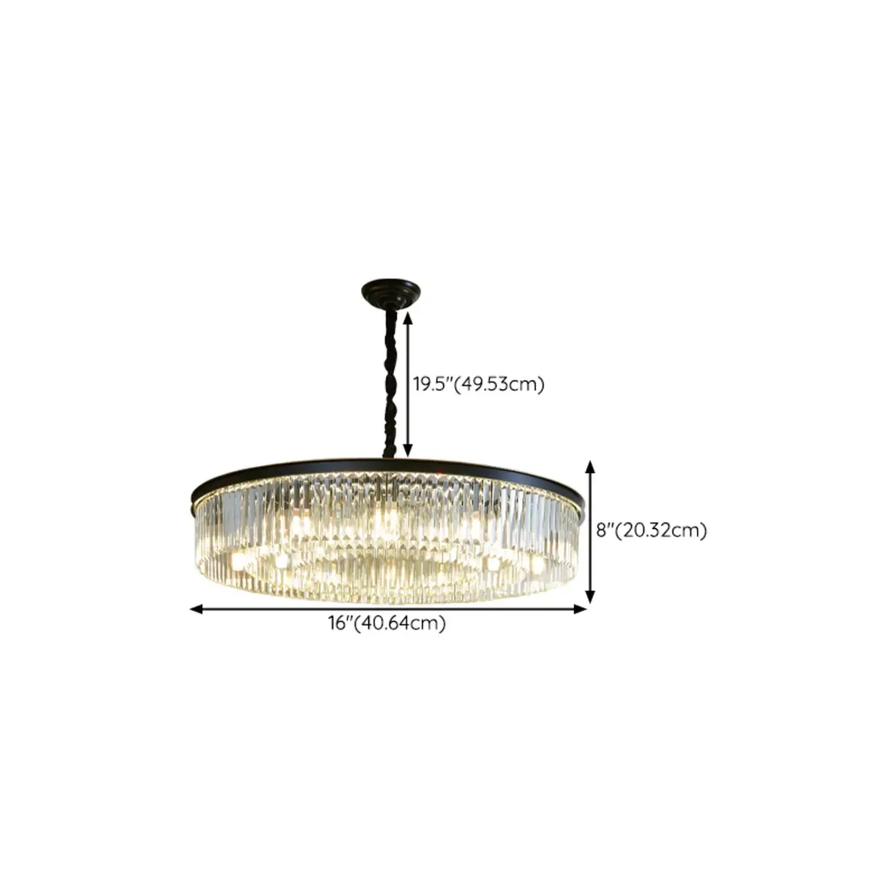 Modern Industrial Black Crystal Chandeliers for Living Room #size