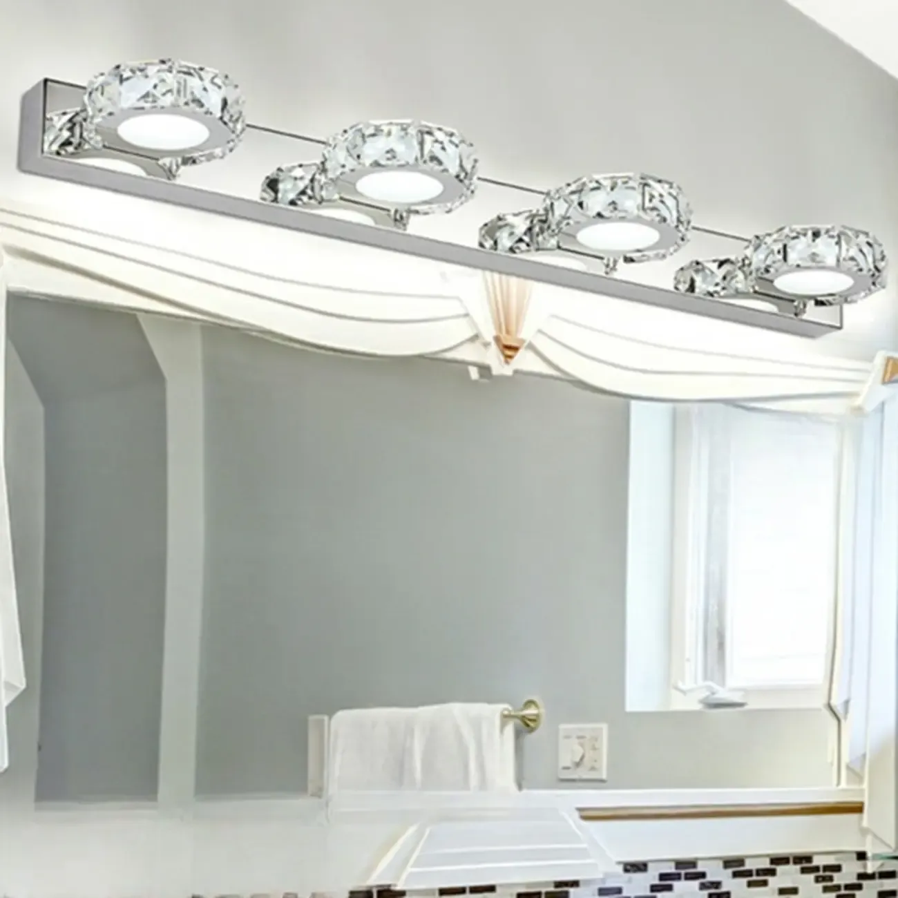 Modern Wall Vanity Mirror Lights with Geometrical Crystal Image - 9