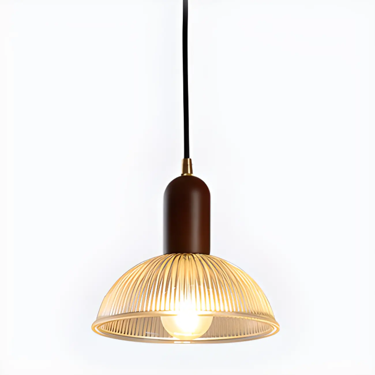 Modern Stripe Glass Bowl Pendant Light for Living Room Image - 2 | homeyfad