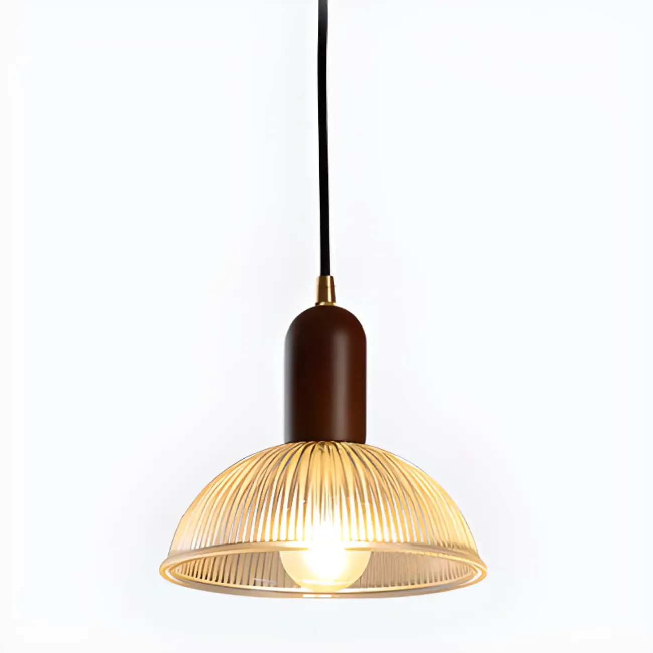 Modern Stripe Glass Bowl Pendant Light for Living Room Image - 2