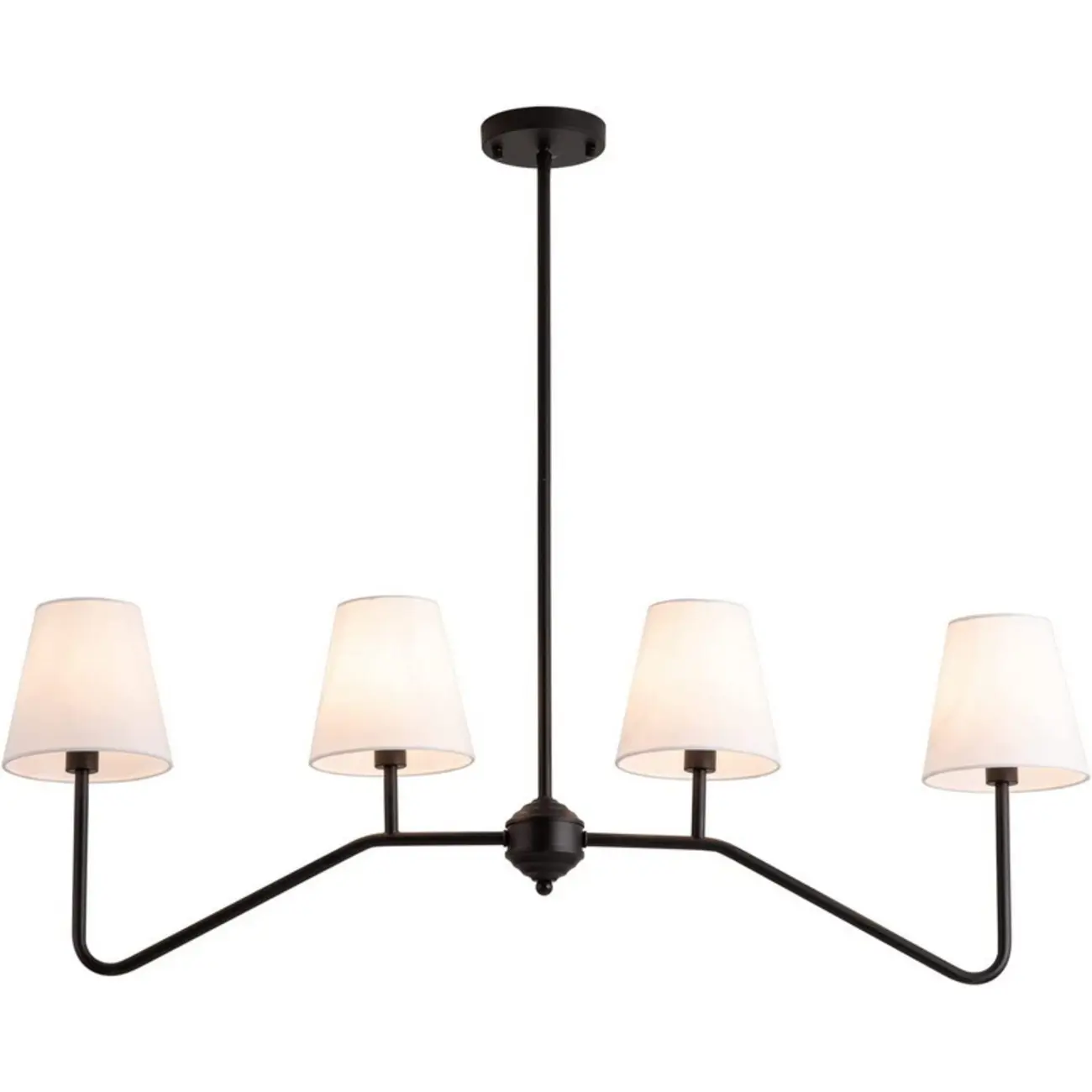 Black Metal Island Pendant Light with 4 Lights in Fabric Cylinder Shape Image - 2 | homeyfad