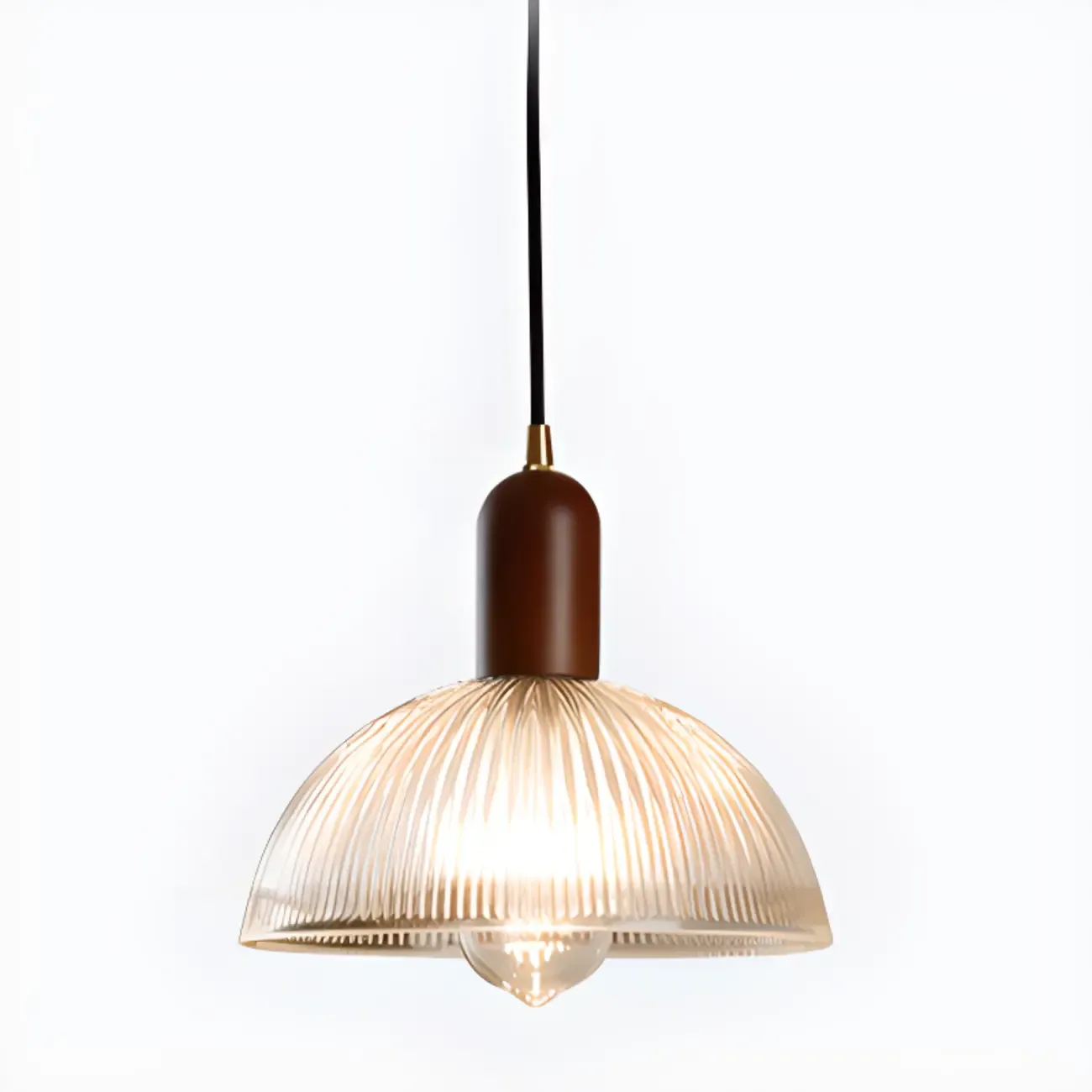 Modern Stripe Glass Bowl Pendant Light for Living Room Image - 3