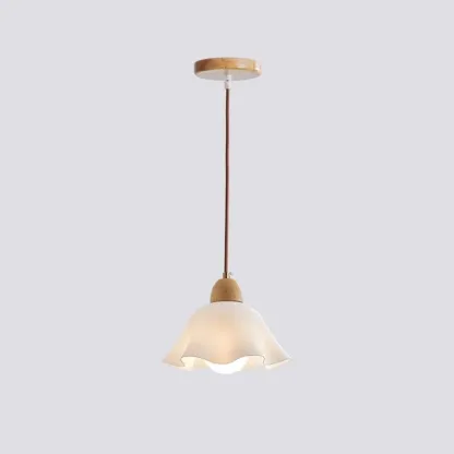  Modern White Floral Shade Pendant Lamp for Bedroom Image - 2