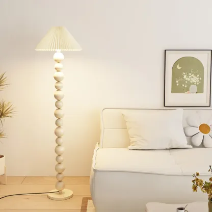 Decorative Modern Stacked Ball Floor Lamp with Fabric Shade Image - 13