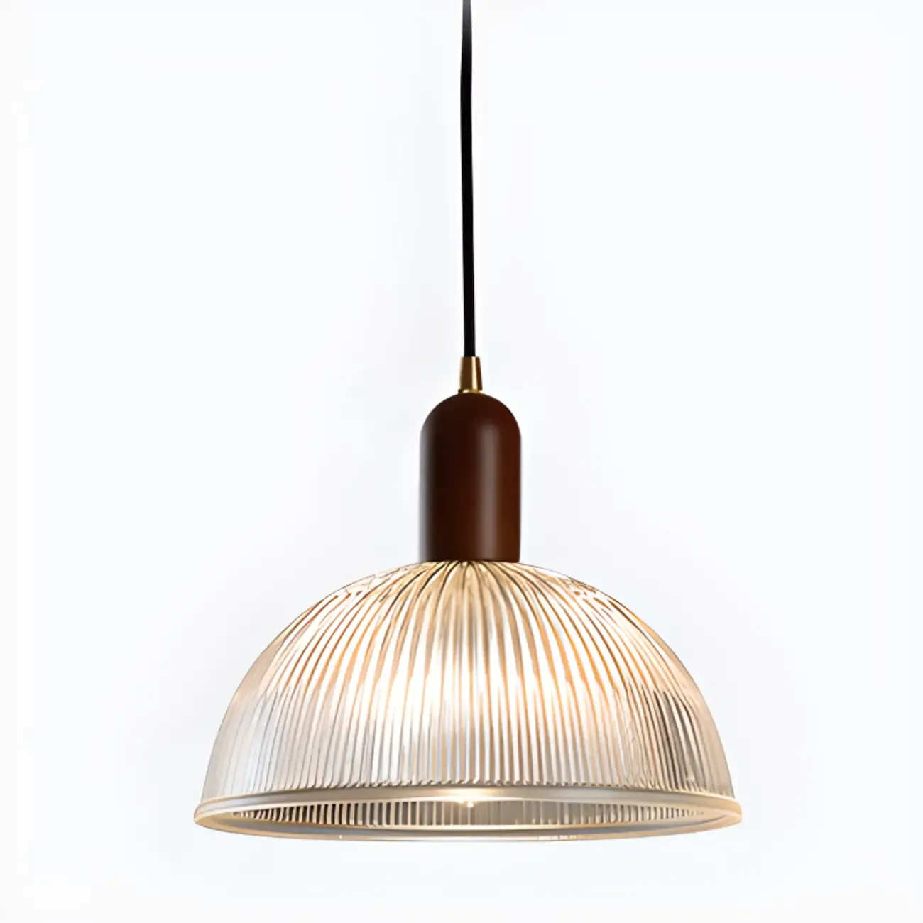 Modern Stripe Glass Bowl Pendant Light for Living Room Image - 5