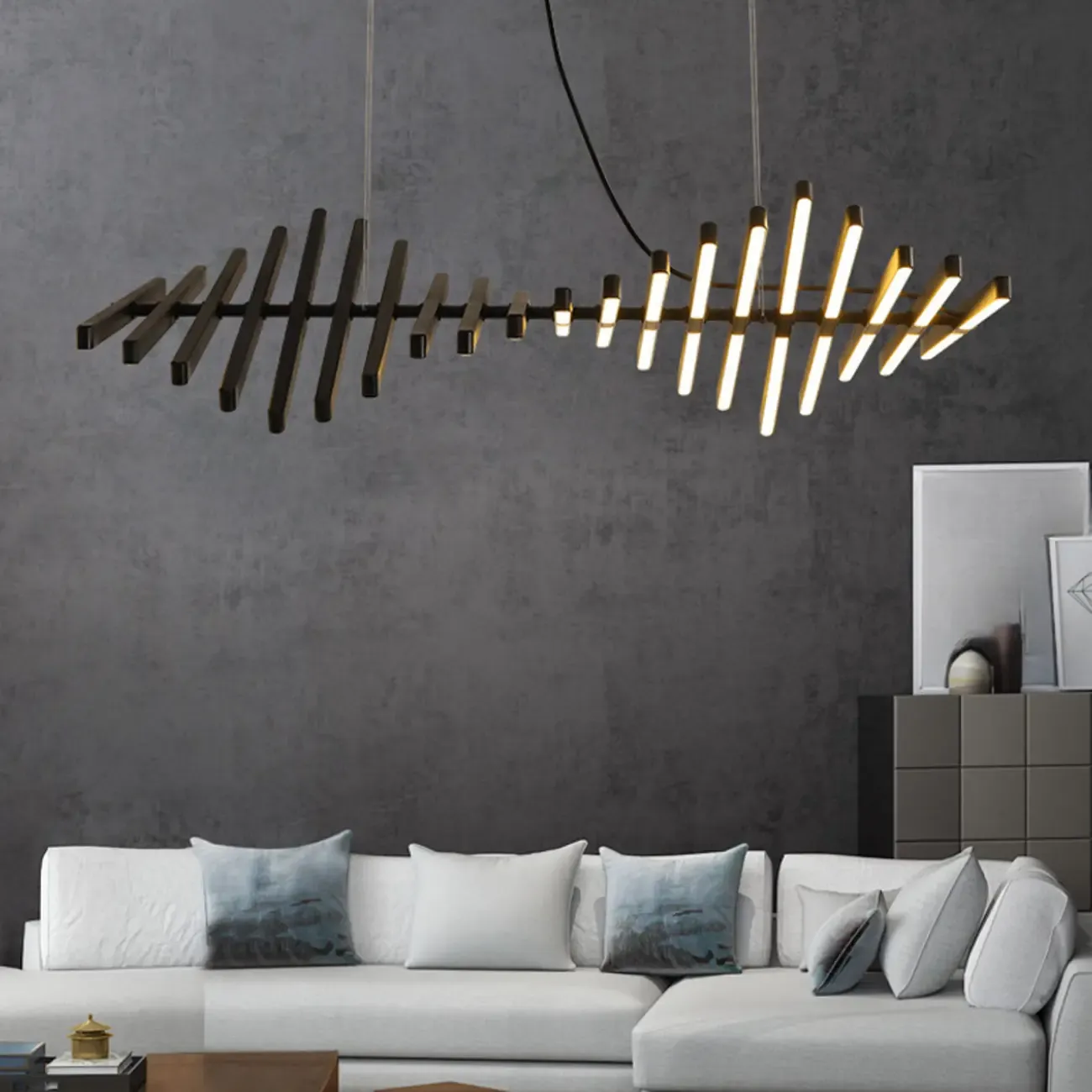 Geometric Linear Island Light with Remote Control Stepless Dimming Image - 1