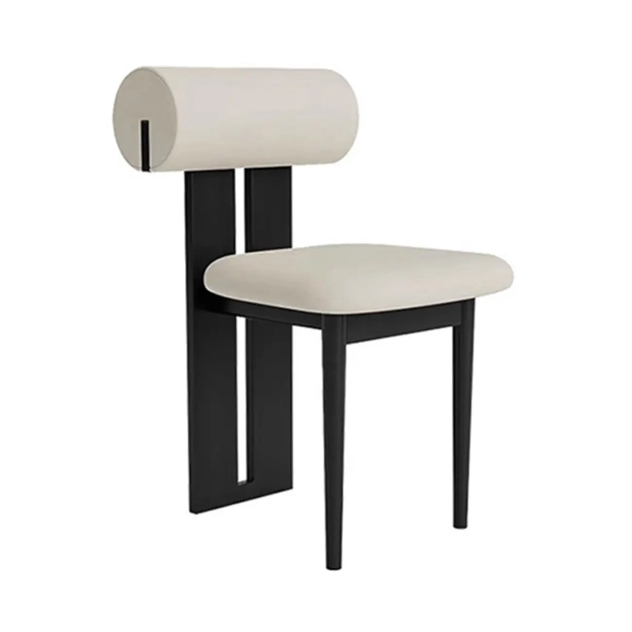Scandinavian Faux Leather Upholstered Slat Back Dining Chair Image - 2 | homeyfad