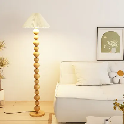 Decorative Modern Stacked Ball Floor Lamp with Fabric Shade Image - 15