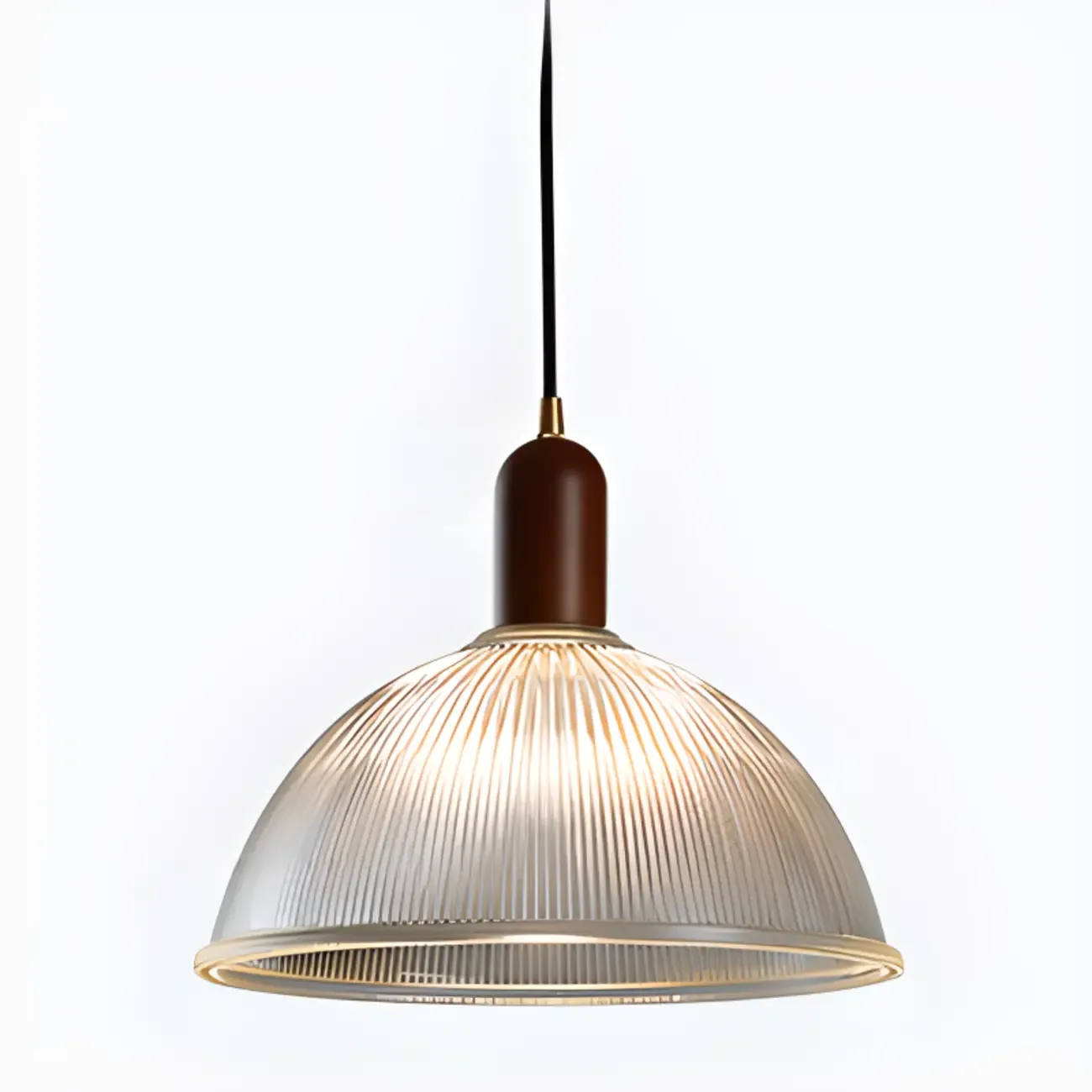 Modern Stripe Glass Bowl Pendant Light for Living Room Image - 7