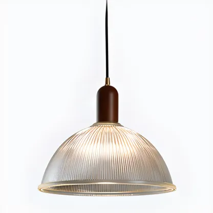 Modern Stripe Glass Bowl Pendant Light for Living Room Image - 7