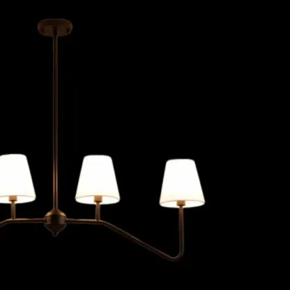 Black Metal Island Pendant Light with 4 Lights in Fabric Cylinder Shape Image - 7